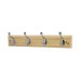 Exel Hat & Coat Hook Rail - 400 x 20 x 71mm - 4 Hooks - Pine Board with Polished Chrome Hooks