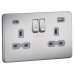 Knightsbridge 13A 2 Gang Screwless Type A/C USB Socket with 2 x USB - 4A - Brushed Chrome/Grey