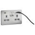Knightsbridge 13A 2 Gang Screwless Type A/C USB Socket with 2 x USB - 4A - Brushed Chrome/Grey