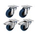 Coldene Heavy Duty Castor - 2 x Swivel, 2 x Swivel Braked - 400kg Max - 100mm Dia - Blue - Pack of 4
