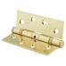 Jedo Twin Ball Bearing Steel Grade 11 Butt Fire Door Hinge - 102 x 76 x 2.7mm - Pol Brass - Pair
