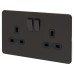 Knightsbridge 13A 2 Gang Screwless Flat Plate Switched DP Socket - Smoked Bronze/Black Inserts 