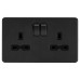 Knightsbridge 13A 2 Gang Screwless Flat Plate Switched DP Socket - Smoked Bronze/Black Inserts 