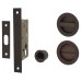 M Marcus Round Flush Privacy Handle Set with Lock - Matt Bronze