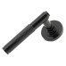 From The Anvil Black Knurled Door Handles on Round Rose - Brompton Range 