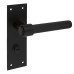 Exel Matt Black Knurled Bathroom Door Handle - Loxley Range - 150 x 50mm