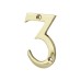 76mm Screw Fix Door Numeral - 3 - Polished Brass