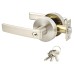 Exel Satin Stainless Steel Straight Hotel Entrance Door Handles on Round Rose Set