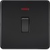 Knightsbridge 20A 1 Gang Double Pole Screwless Flat Plate Appliance Switch with Neon - Matt Black
