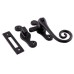 Olde Forge Curly Tail Mortice & Hook Plate Window Fastener - Reversible - 120 x 26mm - Smooth Black