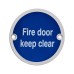 Exel Fire Door Keep Clear Door Sign - 75mm Diameter - Satin Aluminium