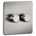 Knightsbridge 5-150W 2 Gang 2 Way Push On/Off Rotary Flat Intelligent LED Dimmer - Brushed Chrome