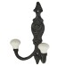 Olde Forge Double Coat Hook - 150 x 110mm - Black Iron & Porcelain
