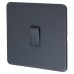 Knightsbridge 10AX 1 Gang Screwless Intermediate Flat Plate Light Switch - Anthracite Grey