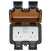 Knightsbridge 13A IP66 2 Gang Switched Outdoor Weatherproof Socket with Remote Control - Black