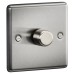 Knightsbridge 5-150W 1 Gang 2 Way Push On/Off Rotary Rounded Intelligent LED Dimmer - Brushed Chrome