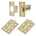 Exel Latch Pack - 76mm Case - 57mm Backset - 2 x Fire Rated Ball Bearing Hinges - Polished Brass