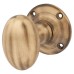 Oval Round Mortice Knob - 57mm Rose Diameter - Antique Brass