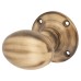 Oval Round Mortice Knob - 57mm Rose Diameter - Antique Brass