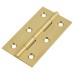 Solid Drawn Butt Cabinet Hinge - 64 x 35 x 1.45mm - Polished Brass - Pair