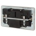 Knightsbridge 13A 2 Gang Screwless USB Socket with 2 x USB - 2.4A - Brushed Chrome/Black Inserts