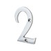 76mm Screw Fix Door Numeral - 2 - Polished Chrome