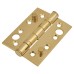 Security Ball Bearing Butt Door Hinge - 102 x 76 x 3mm - PVD Brass - Pair