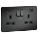 Knightsbridge 13A 2 Gang Screwless Type A/C USB Socket with 2 x USB - 4A - Anthracite/Black