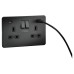 Knightsbridge 13A 2 Gang Screwless Type A/C USB Socket with 2 x USB - 4A - Anthracite/Black