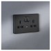 Knightsbridge 13A 2G DP Switched Socket with Photocell Nightlight Function - Anthracite/Black