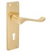 Exel Polished Brass Victorian Scroll Keyhole Lock Door Handle - 155 x 42mm