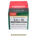 TIMCO Classic Pozi Countersunk Wood Screws - 5.0 x 70mm - Yellow Zinc - Pack of 200