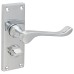 Exel Polished Chrome Victorian Scroll Privacy Door Handle - Short Plate - 118 x 42mm