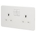 Knightsbridge 13A 2 Gang Screwless Flat Plate Switched DP Switched Socket - Matt White/White Insert