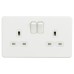 Knightsbridge 13A 2 Gang Screwless Flat Plate Switched DP Switched Socket - Matt White/White Insert