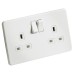 Knightsbridge 13A 2 Gang Screwless Flat Plate Switched DP Switched Socket - Matt White/White Insert