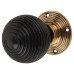Olde Forge Reeded Beehive Mortice Door Knob - 58mm Rose Diameter - Ebony Knob & Antique Brass Rose