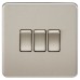 Knightsbridge 10AX 3 Gang Screwless Flat Plate Light Switch - Brushed Chrome