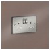 Knightsbridge 13A 2 Gang DP Switched Socket with Twin Earths - Brushed Chrome with White Insert