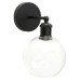 Exel Divi Indoor Wall Light - Matt Black Fittings and Domed Clear Glass Shade 