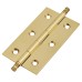 Solid Drawn Finial Butt Cabinet Hinge - 64 x 35 x 1.45mm - Polished Brass - Pair