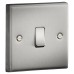 Knightsbridge 10AX 1 Gang 2 Way Square Edge Plate Light Switch - Brushed Chrome