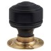 Olde Forge Edwardian Stepped Mortice/Rim Door Knob - 60mm Rose Diameter - Ebony Knob & Brass Rose 