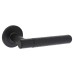 Alexander and Wilks Matt Black Hammered Door Handles on Round Rose - Spitfire Range 