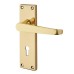 Exel Polished Brass Budget Straight Keyhole Lock Door Handle - Mia Range - 153 x 42mm