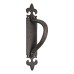 Olde Forge Fleur de Lys Offset Door Pull Handle on Plate - Screw Fix - 260 x 45mm - RH - Black Iron