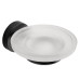 Croydex Epsom Flexi-Fix Frosted Glass Soap Dish & Holder - 130 x 107.5 x 54mm - Matt Black