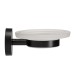 Croydex Epsom Flexi-Fix Frosted Glass Soap Dish & Holder - 130 x 107.5 x 54mm - Matt Black