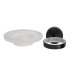 Croydex Epsom Flexi-Fix Frosted Glass Soap Dish & Holder - 130 x 107.5 x 54mm - Matt Black