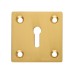 Square Plate Brass Escutcheon - 52 x 52mm - Keyhole - Polished Brass